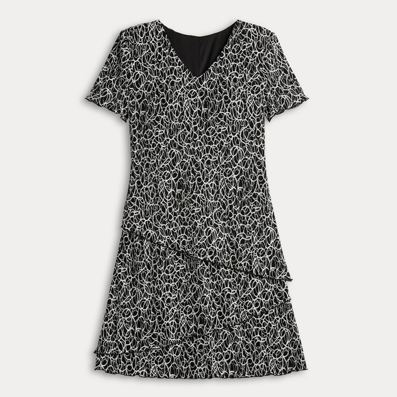 Connected Apparel Black and White Midi Dress - Picture 1 of 5